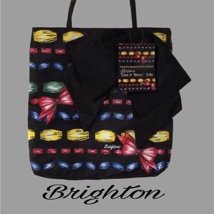 NWT Brighton Art-Chic Carryall, Take a “Beau” Tote, Hand-Printed, Big Black Bow